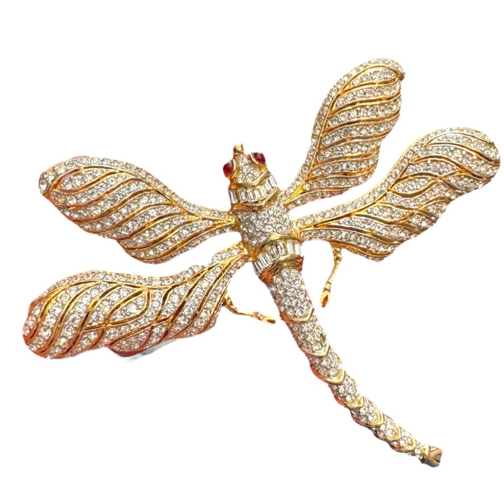RARE Vintsge Gold Dragonfly Brooch Vintage CINER large dragonfly 80s brooch